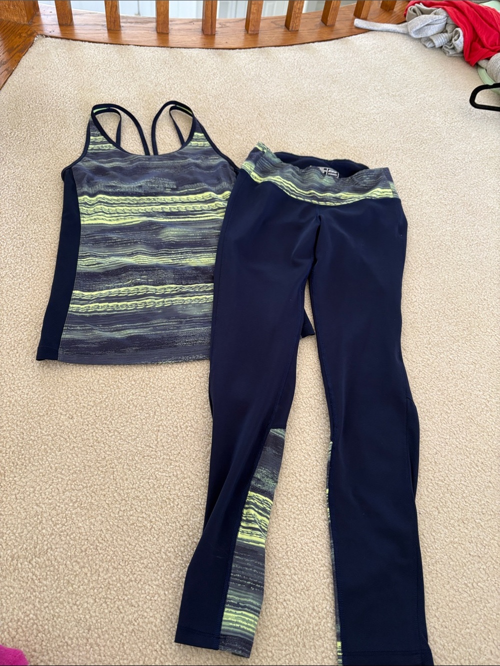 New balance Women’s Black and Lime Active Tank & Legging Set